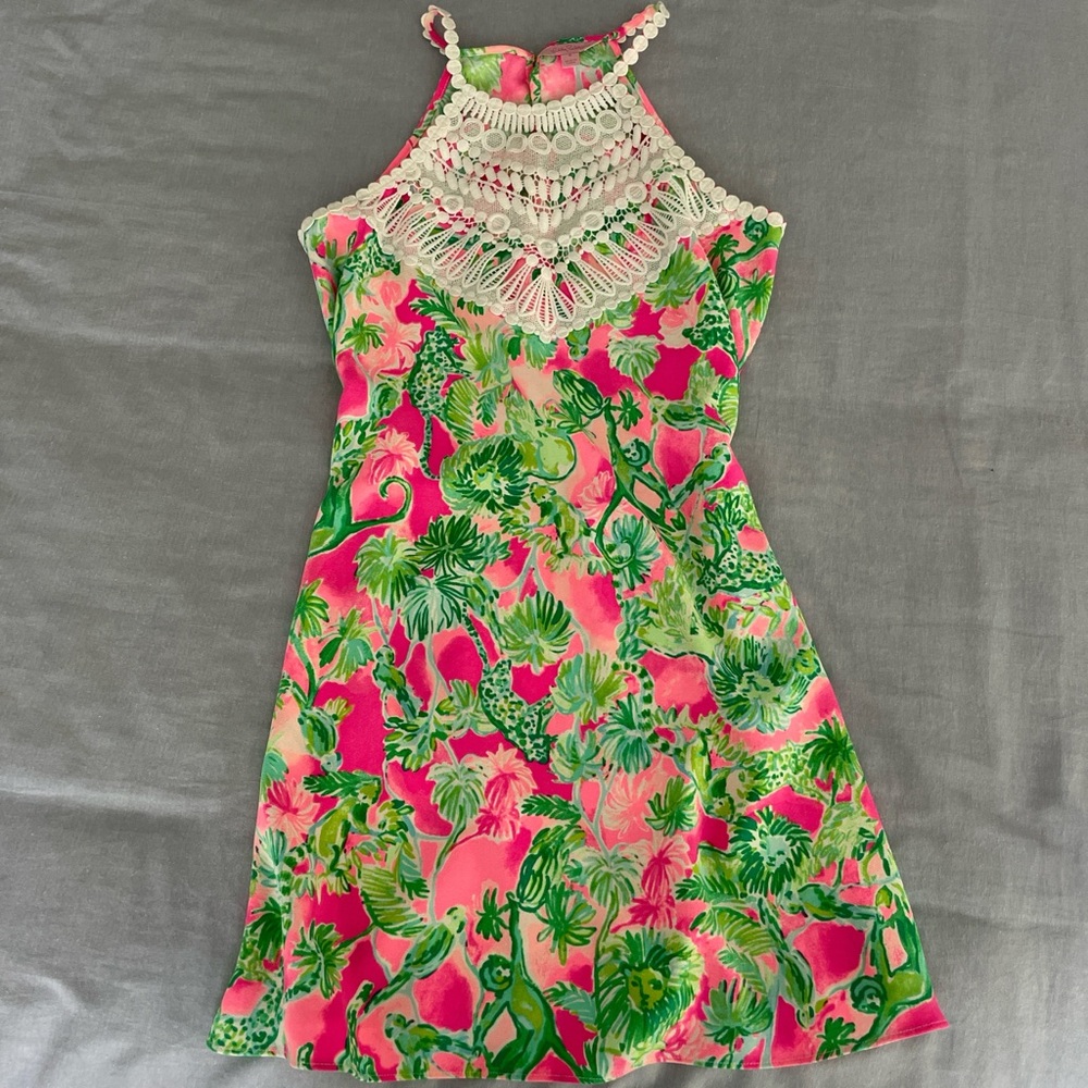 Lilly Pulitzer Pink Green Halter Sundress